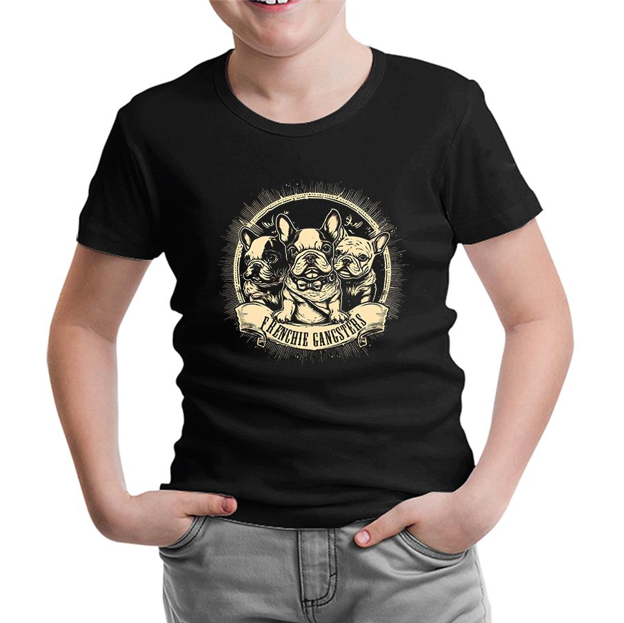 French Bulldog Gangster Black Kids Tshirt 