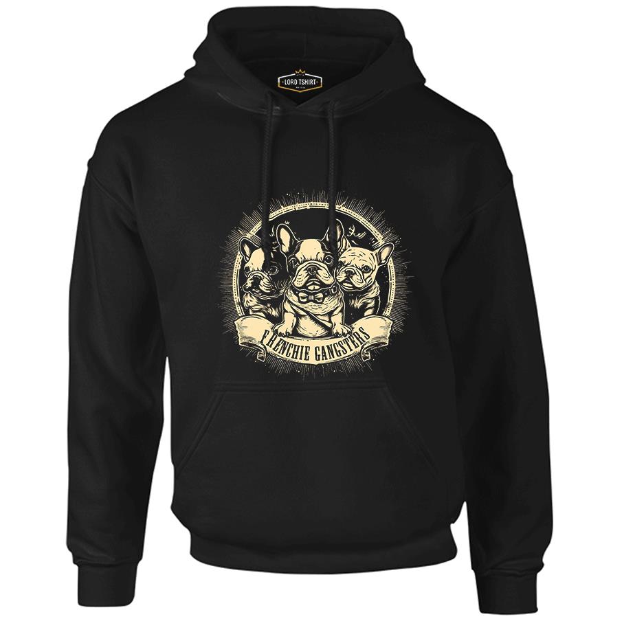 French Bulldog Gangester Black Men's Zipperless Hoodie 