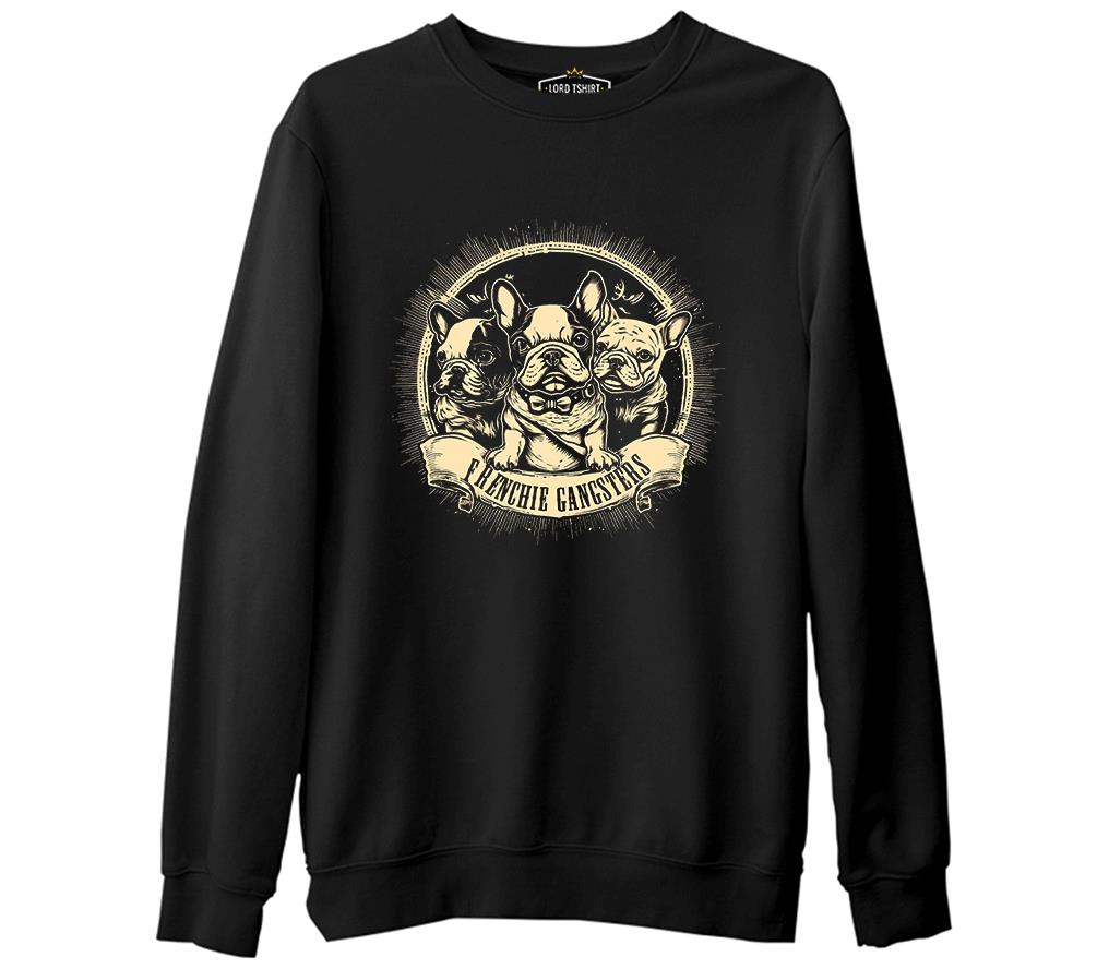 French Bulldog Gangester Black Men's Thick Sweatshirt 