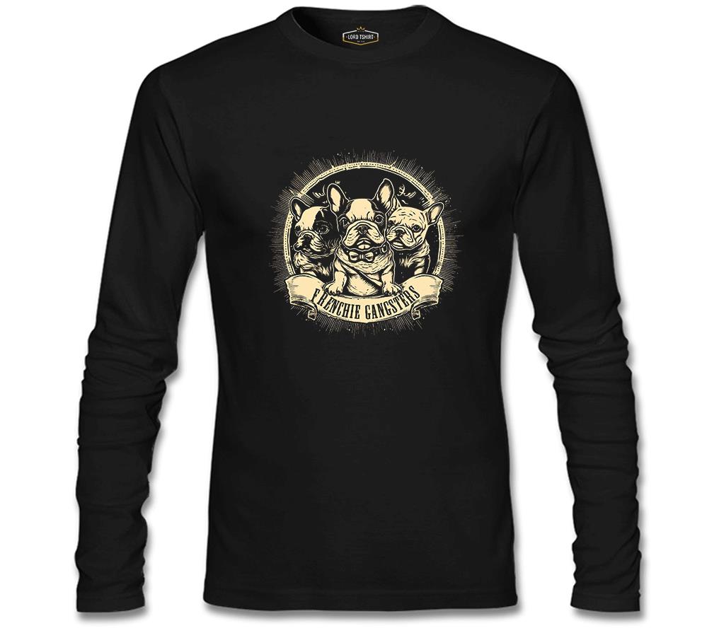 French Bulldog Gangester  Siyah Erkek Sweatshirt