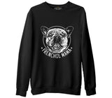 French Bulldog Mama Realistic Siyah Erkek Kalın Sweatshirt