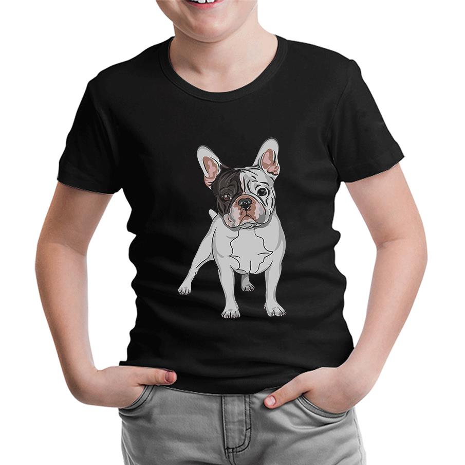 French Bulldog Siyah Çocuk Tshirt