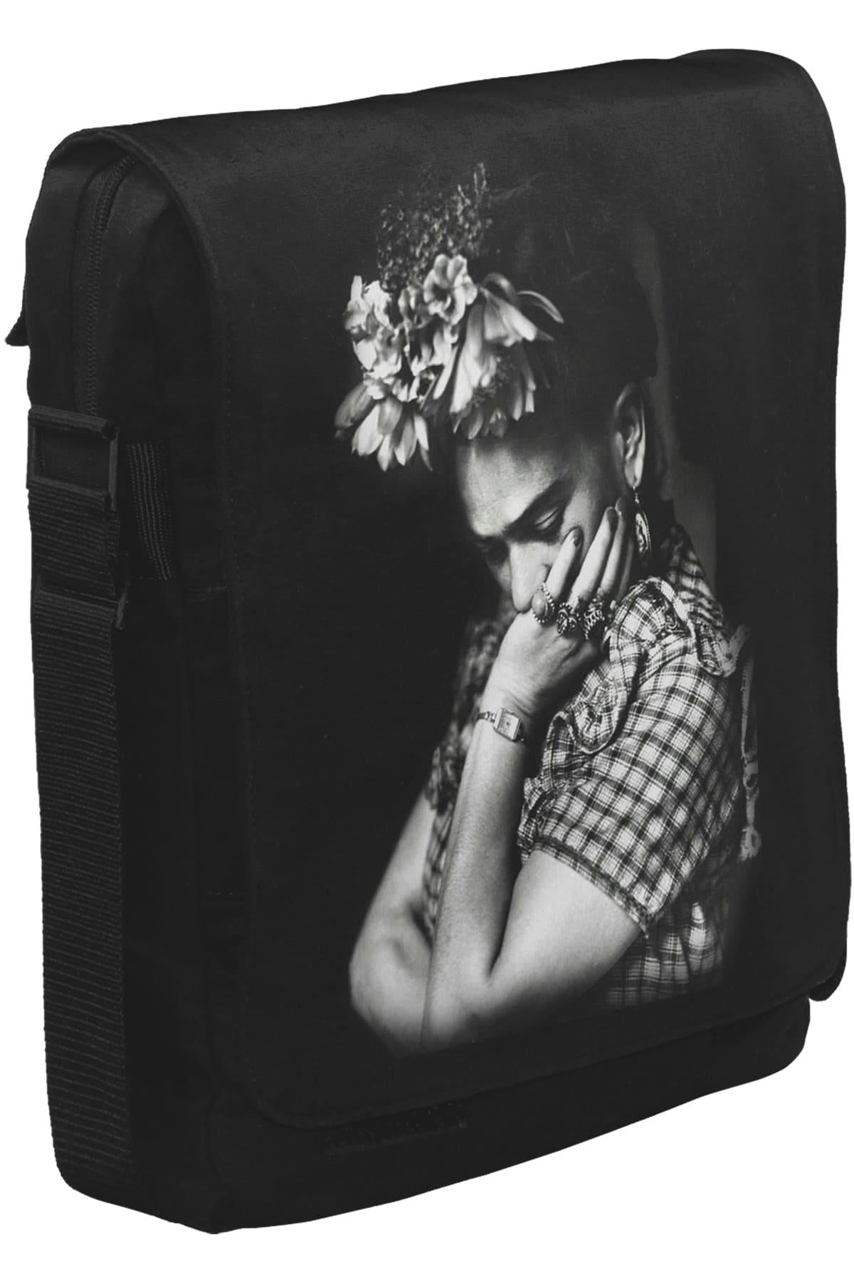 Frida Kahlo Unisex Siyah Postacı Çanta
