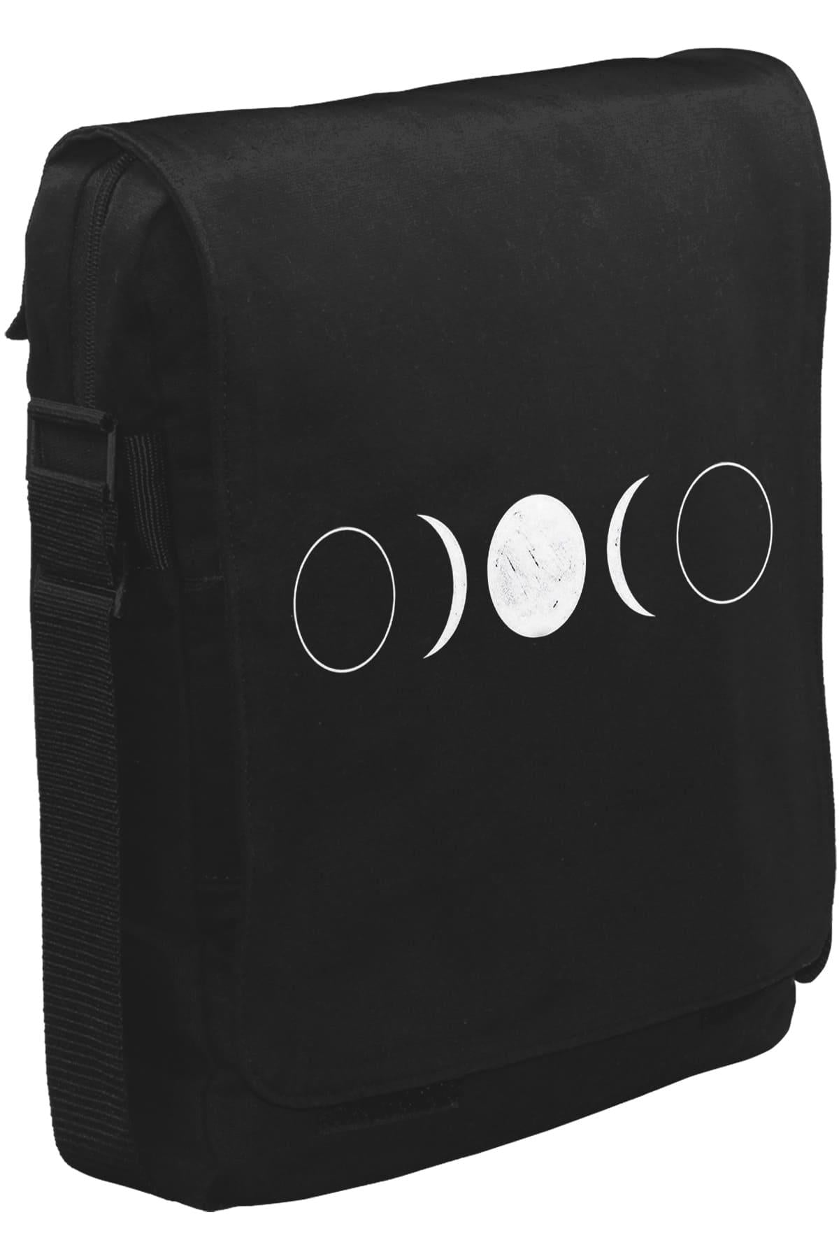 Full Moon Double Half Unisex Black Messenger Bag 