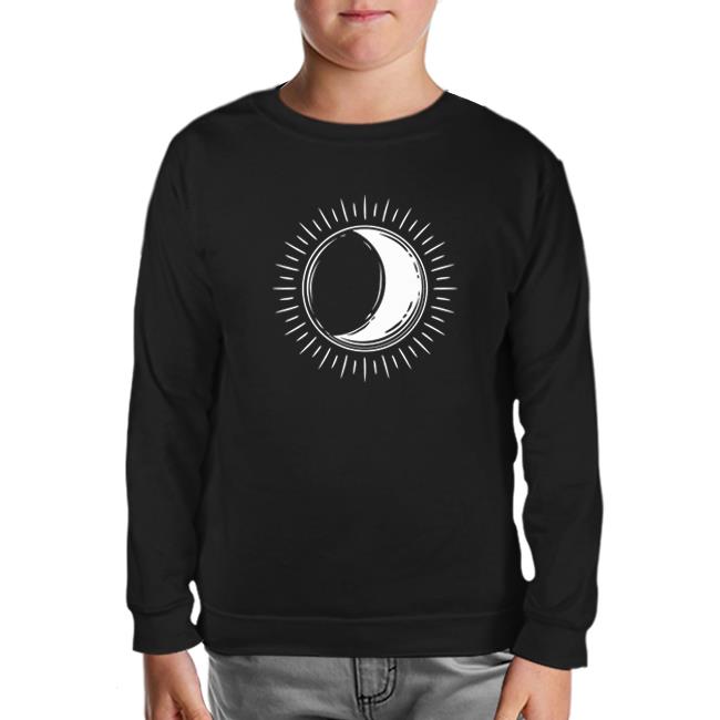 Full Sun Half Moon Black Kids Sweatshirt