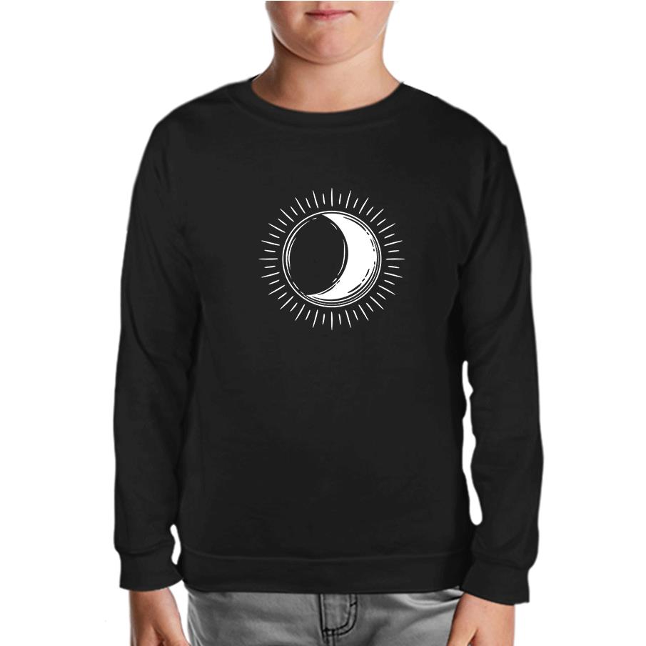 Full Sun Half Moon Black Kids Sweatshirt