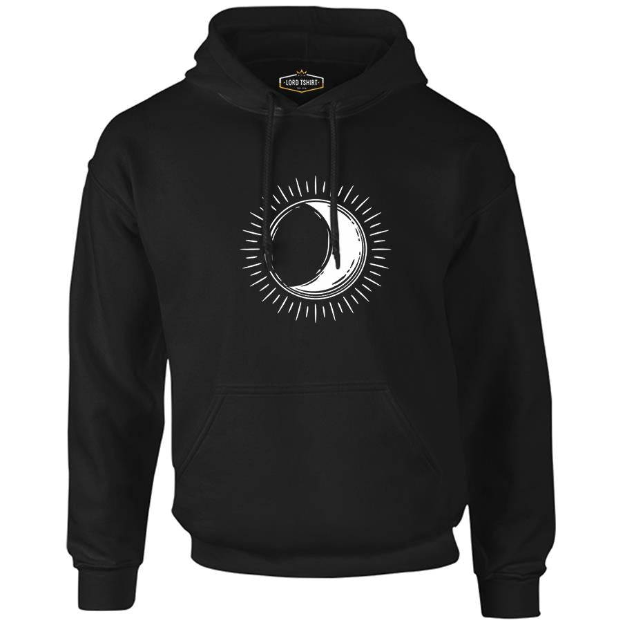 Full Sun Half Moon Black Men's Zipperless Hoodie