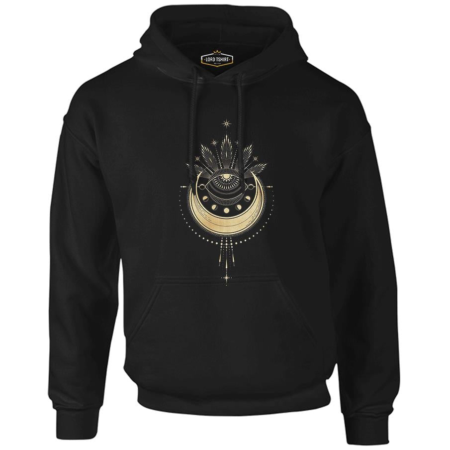 Geometric - Moon and Stars Black Men's Zipperless Hoodie