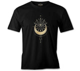 Geometrik - Ay ve Yıldızlar Siyah Erkek Tshirt