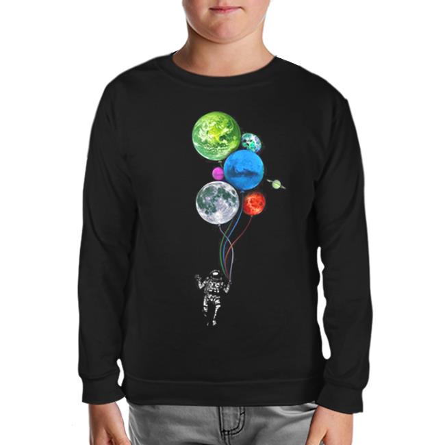 Planets - Astronaut Black Kids Sweatshirt