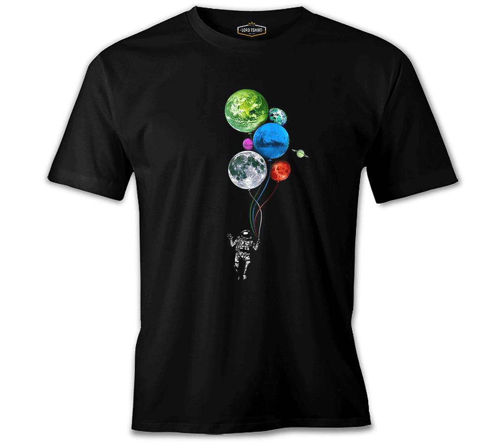 Gezegenler - Astronot Siyah Erkek Tshirt
