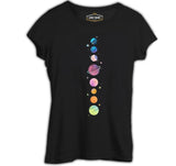 Planets Stars Black Women's Tshirt