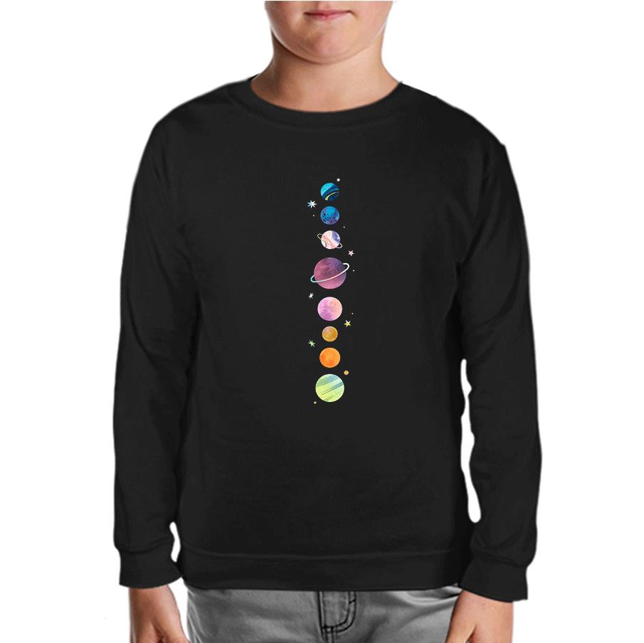 Planets Stars Black Kids Sweatshirt