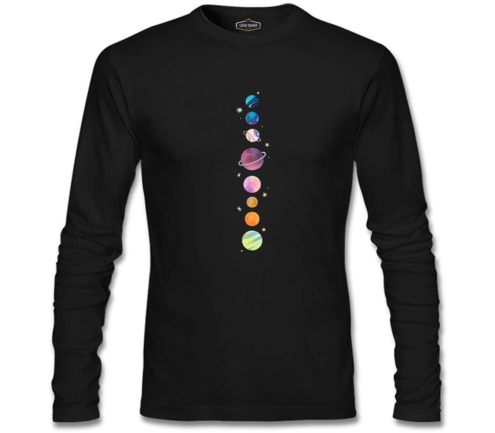 Gezegenler Yıldızlar Siyah Erkek Sweatshirt