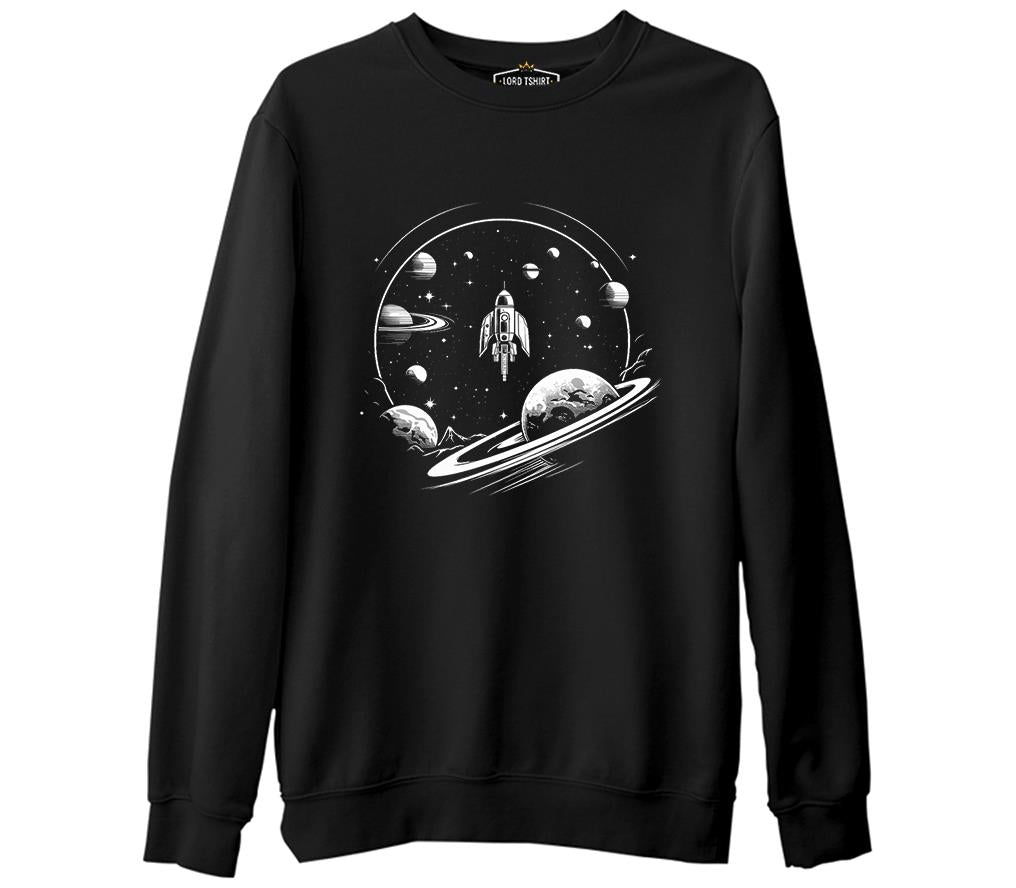 Travel to the Planets Black Men's Thick Sweatshirt 