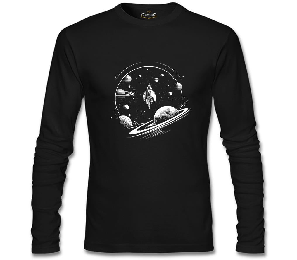 Travel to the Planets Black Men's Sweatshirt 