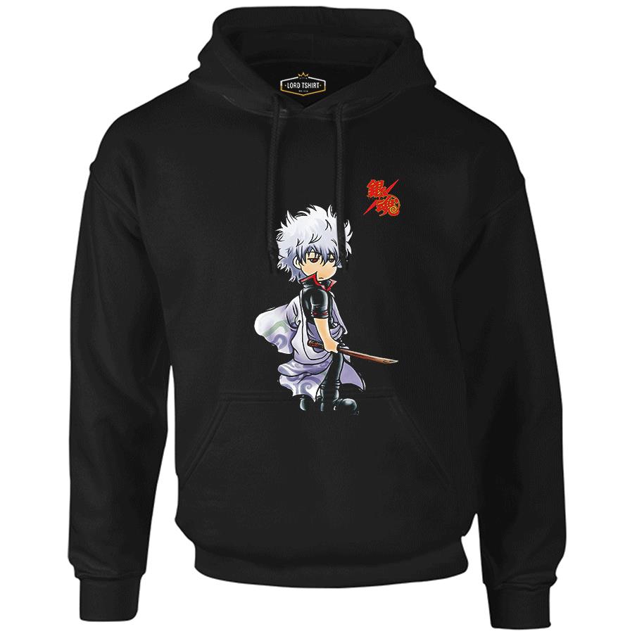 Gintama Gintoki Siyah Erkek Fermuarsız Kapşonlu