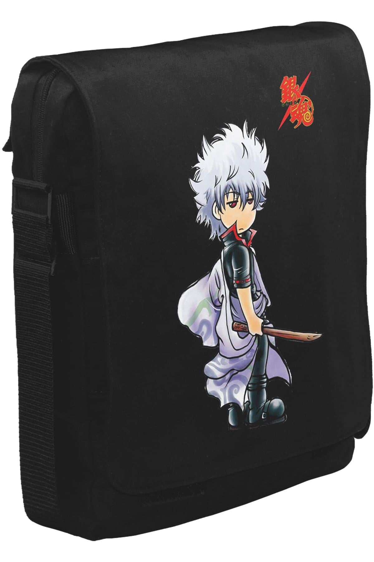 Gintama Gintoki Unisex Siyah Postacı Çanta