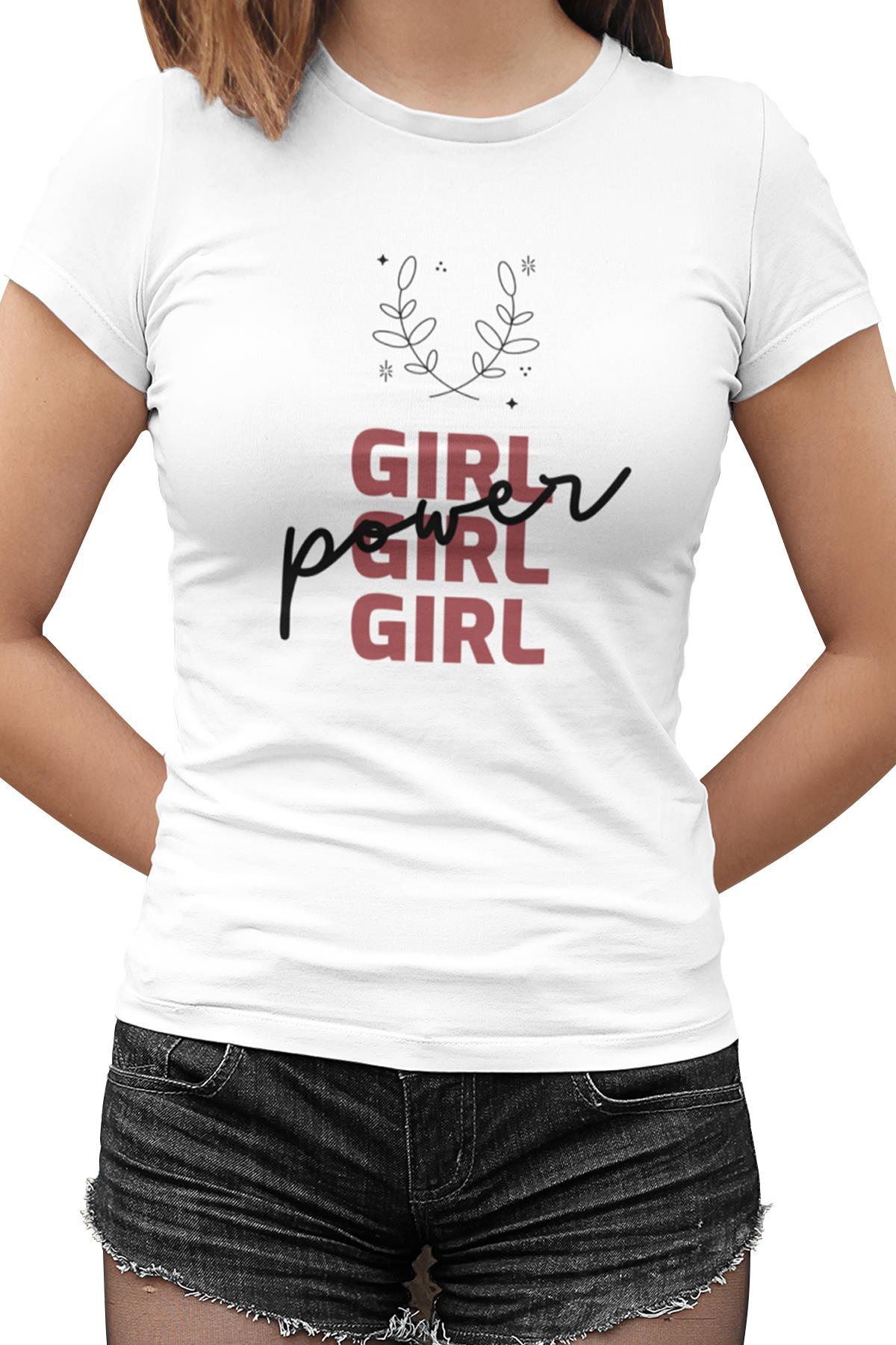 Girl Power Beyaz Kadın Tshirt