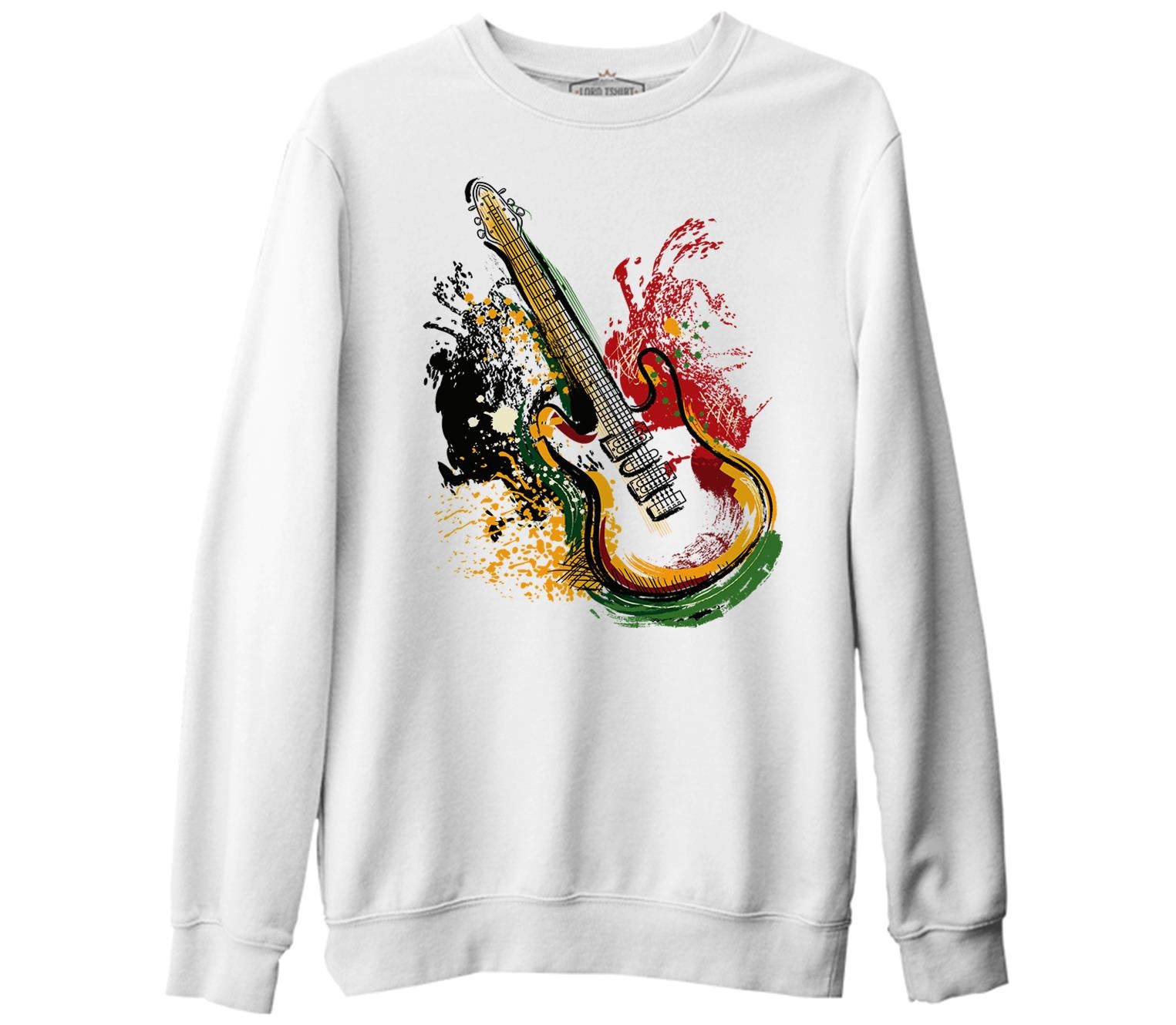 Gitar Colors Beyaz Kalın Sweatshirt