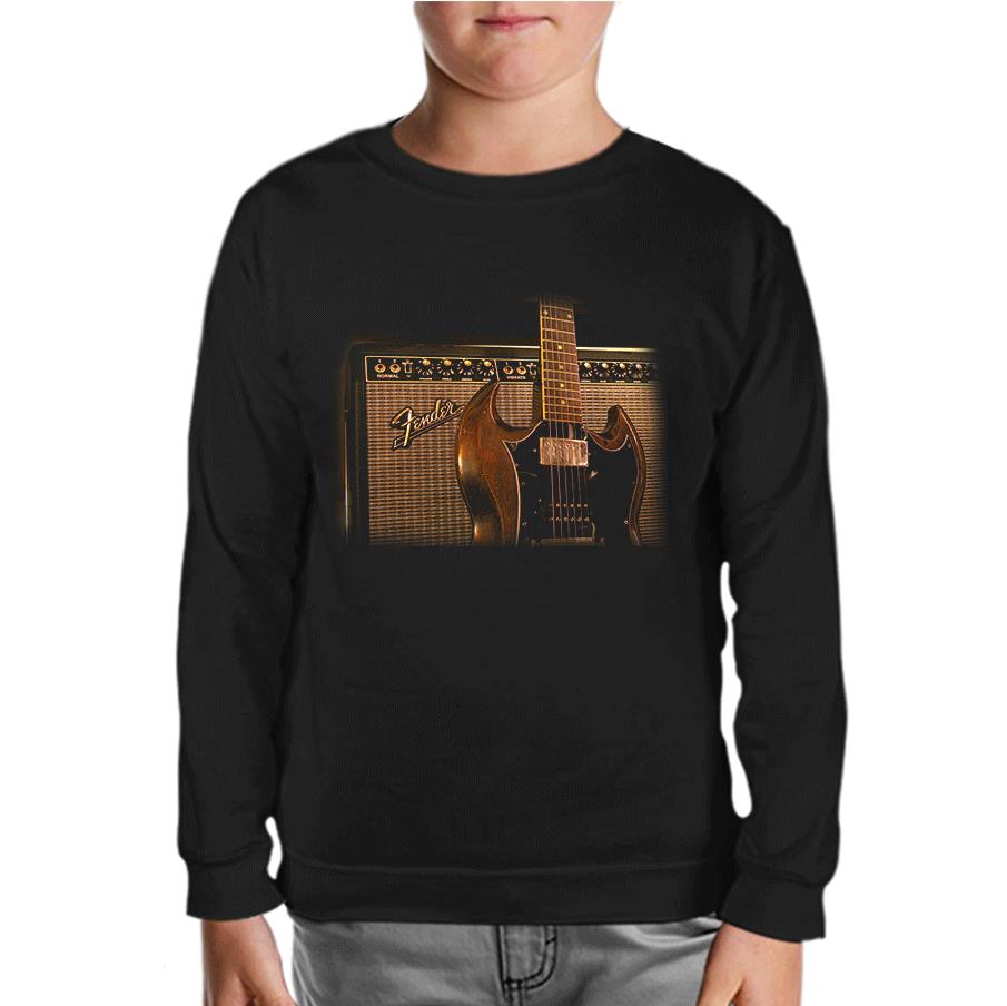 Guitar - Fender 2 Black Kids Sweatshirt