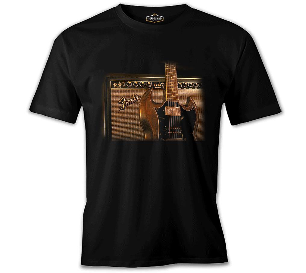 Gitar - Fender 2 Siyah Erkek Tshirt