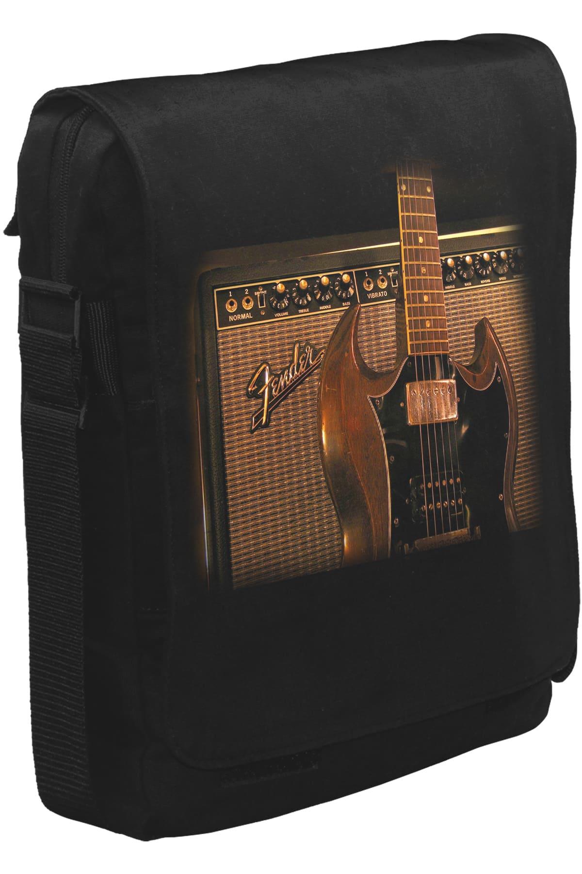 Gitar - Fender II Unisex Siyah Postacı Çanta