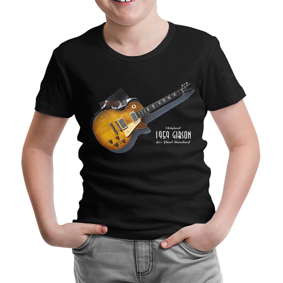 Gitar - Gibson - 1959 Siyah Çocuk Tshirt