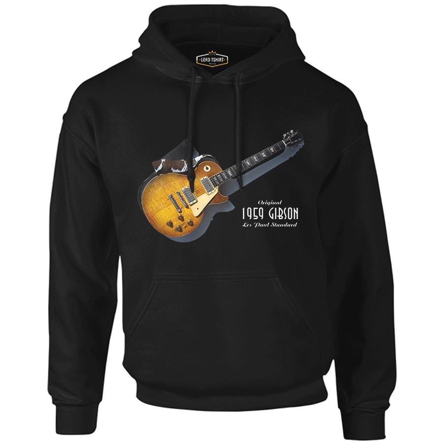 Guitar - Gibson - 1959 Black Men's Zipperless Hoodie
