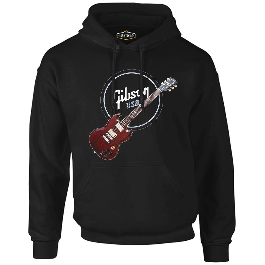 Gitar - Gibson - USA Siyah Erkek Fermuarsız Kapşonlu