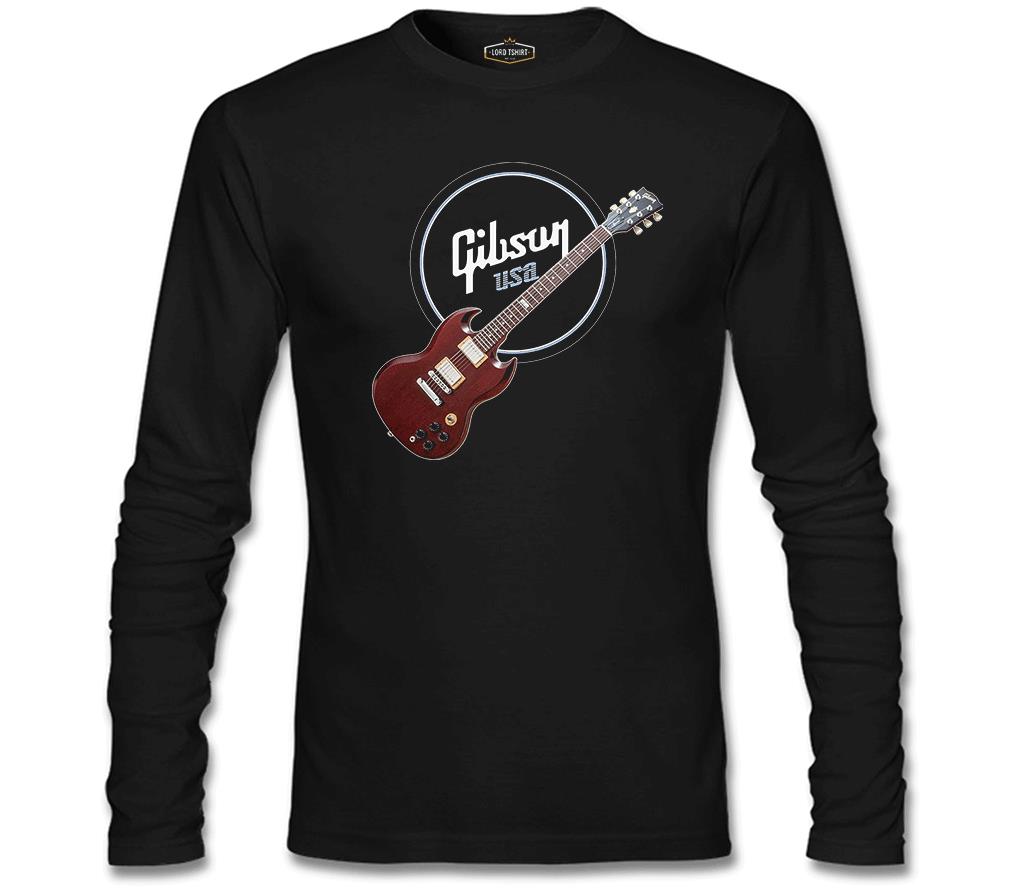 Gitar - Gibson - USA Siyah Erkek Sweatshirt