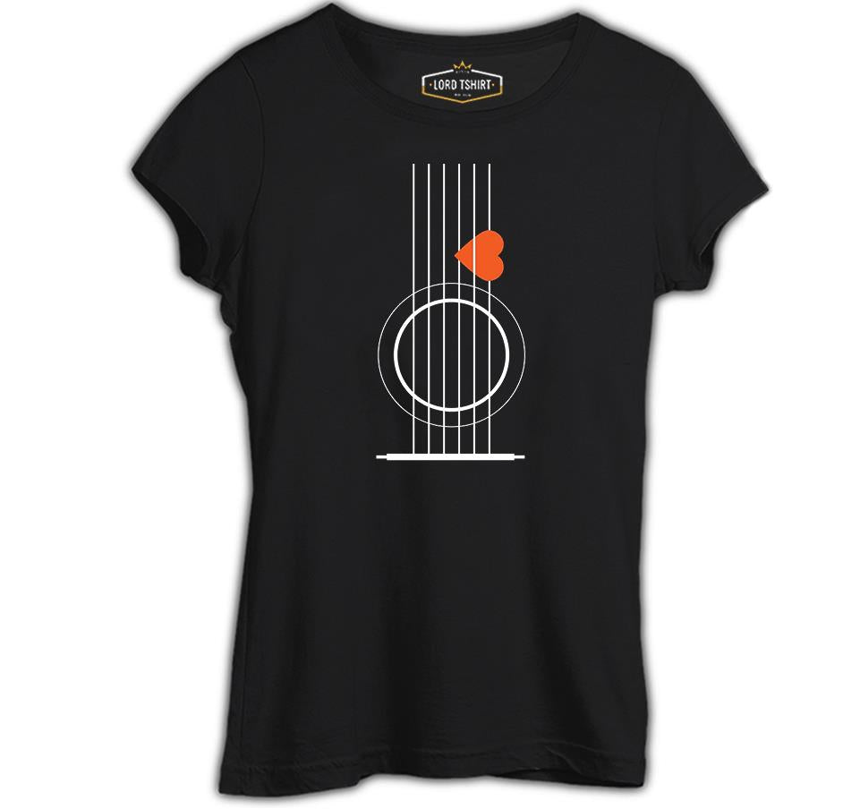 Gitar - Pena Siyah Kadın Tshirt