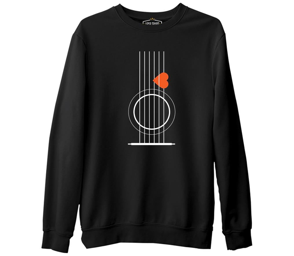 Gitar - Pena Siyah Erkek Kalın Sweatshirt