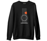 Gitar - Pena Siyah Erkek Kalın Sweatshirt