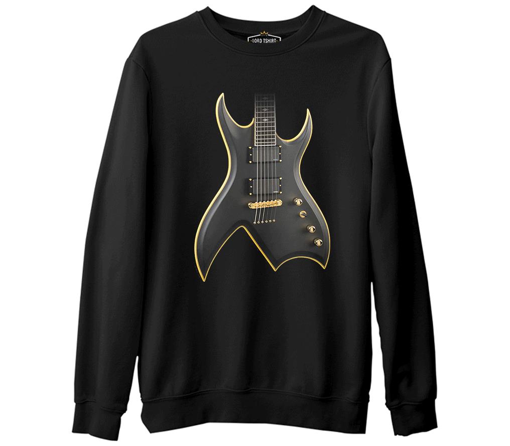 Gitar  Siyah Erkek Kalın Sweatshirt