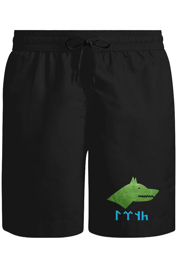 Göktürk Kurt II Unisex Siyah Şort