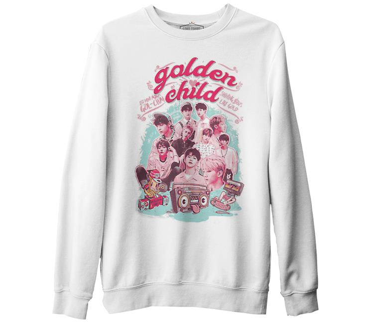 Golden Child - Shining Beyaz Erkek Kalın Sweatshirt