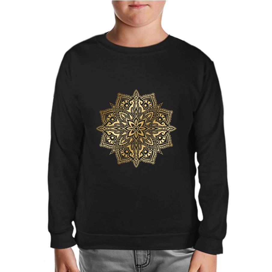 Golden Mandala Black Kids Sweatshirt