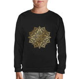 Golden Mandala Black Kids Sweatshirt