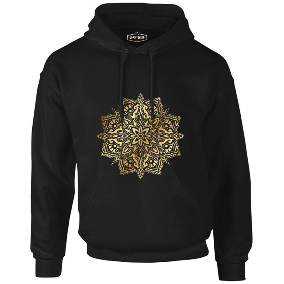 Golden Mandala Black Men's Zipperless Hoodie