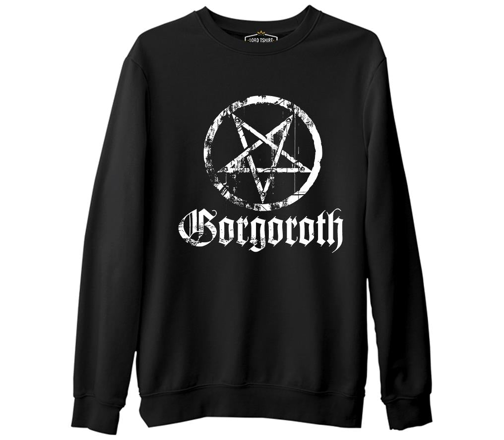 Gorgoroth - Pentagram Logo Siyah Erkek Kalın Sweatshirt