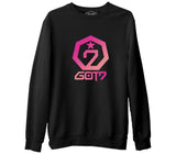 GOT7 - Logo Star Siyah Erkek Kalın Sweatshirt