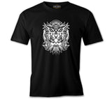 Gradient Owl in Tribal Style Black Men's Tshirt