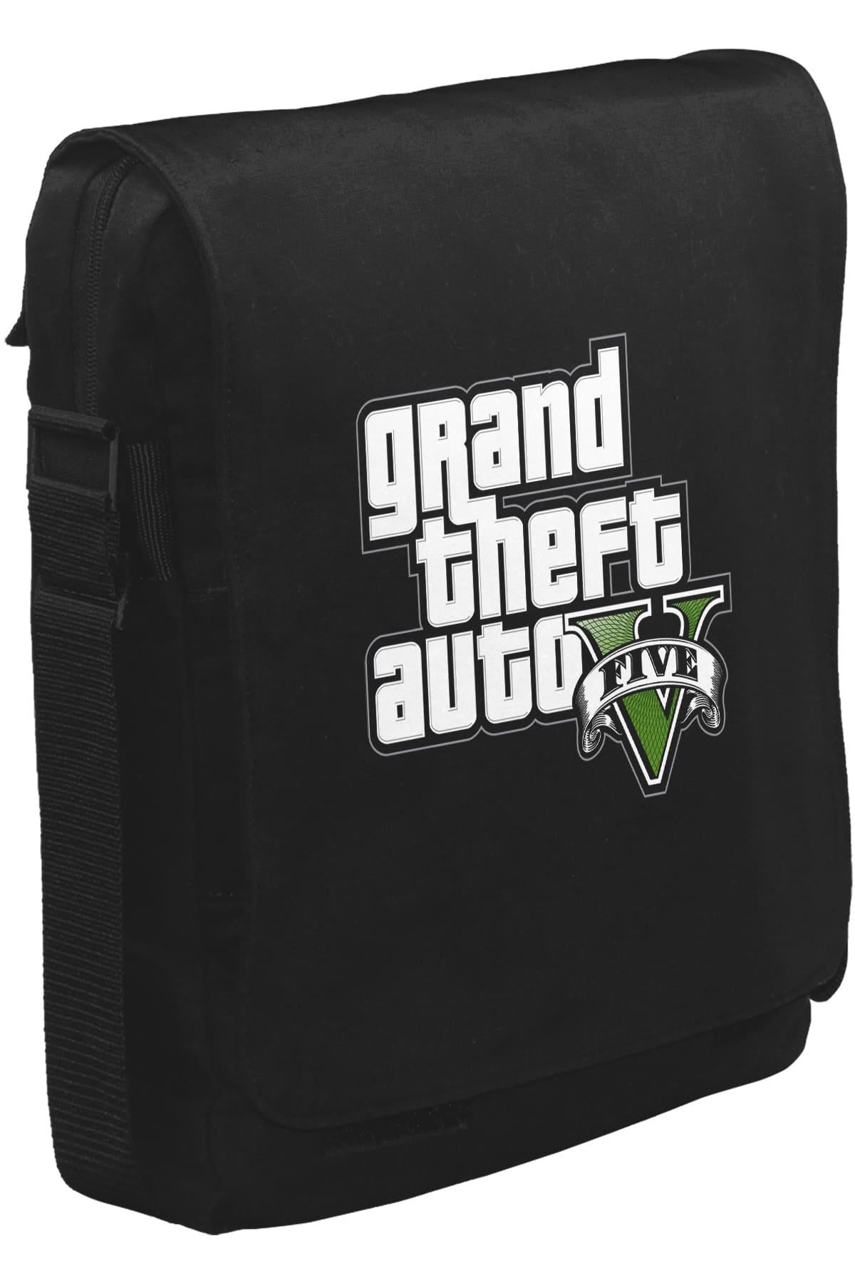 Grand Theft Auto V Logo Unisex Siyah Postacı Çanta