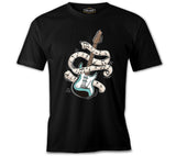 Guitar and Notes Rolling Around Black Men's Tshirt 