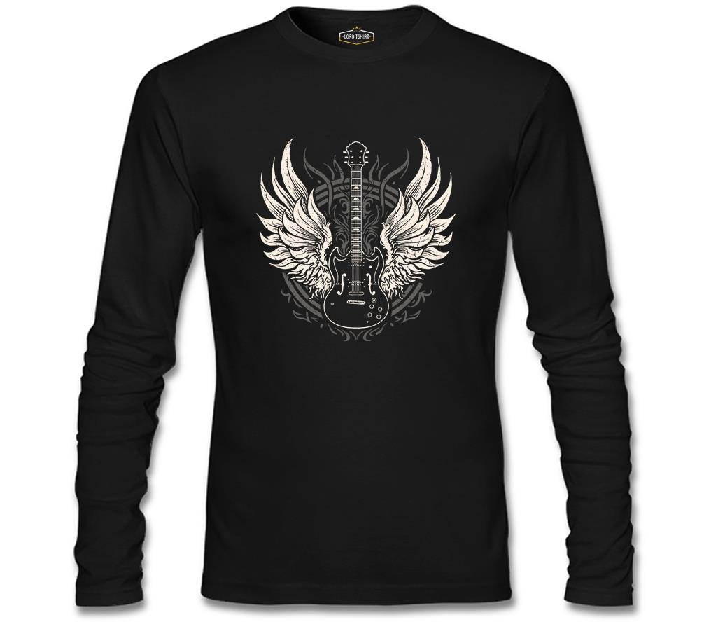 Guitar and the Wings Black Men's Sweatshirt