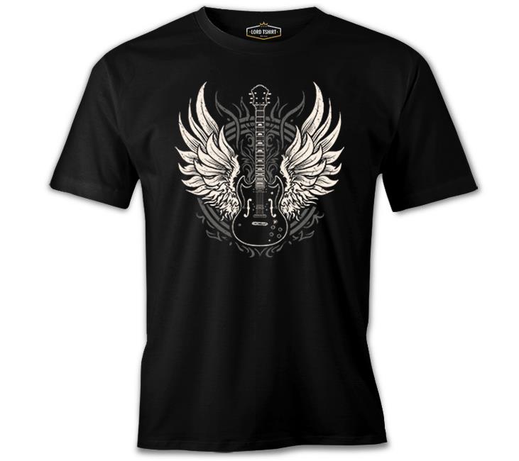 Guitar and the Wings Siyah Erkek Tshirt