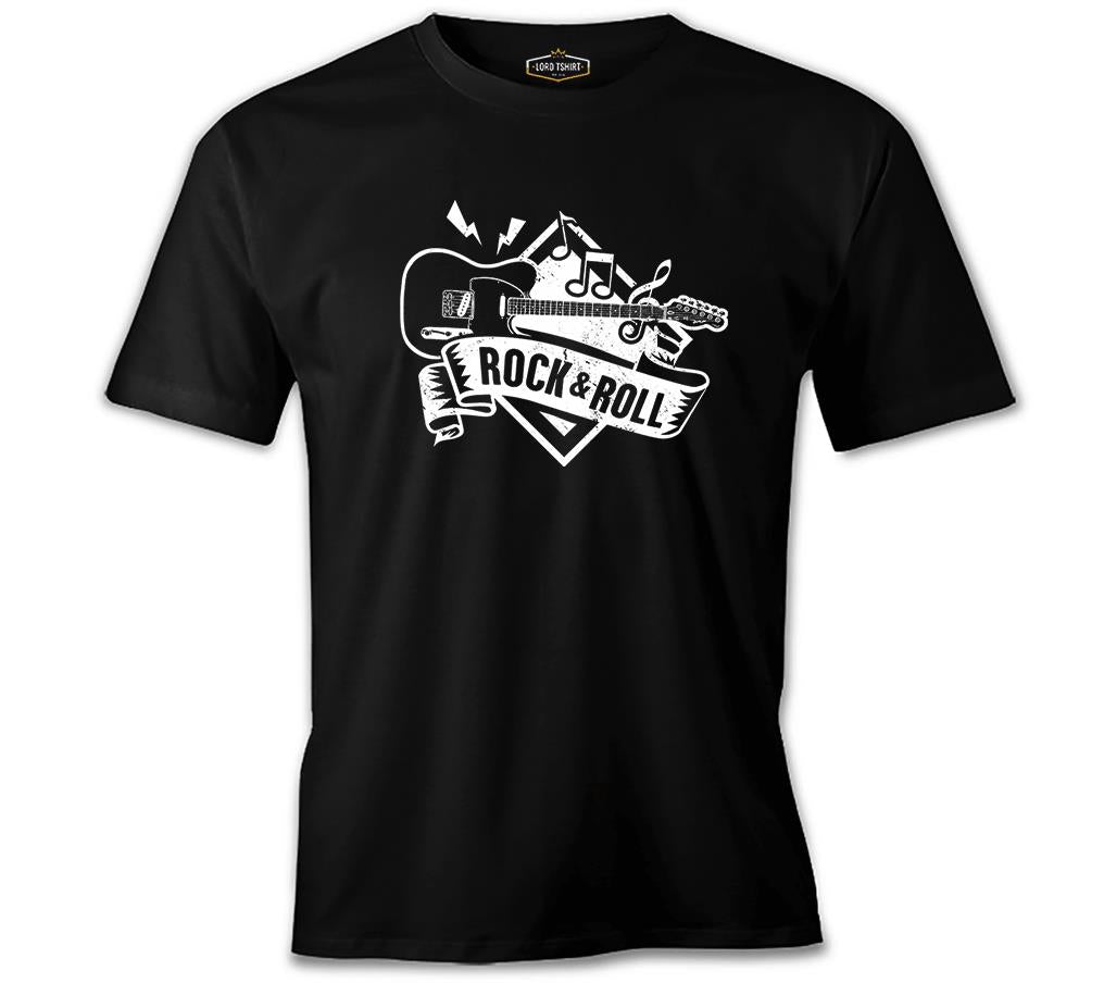 Guitar Rock 'n Roll Siyah Erkek Tshirt