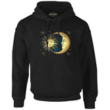 Sun Moon and Clouds Black Men's Zipperless Hoodie