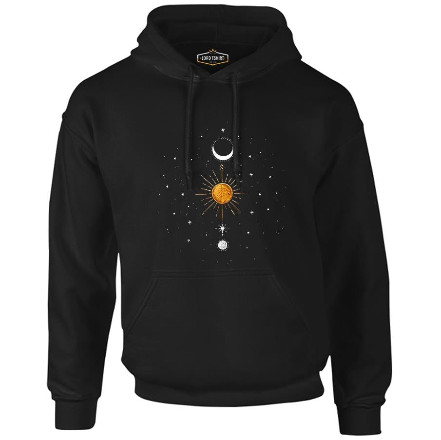 Sun Moon and Stars Black Men's Zipperless Hoodie
